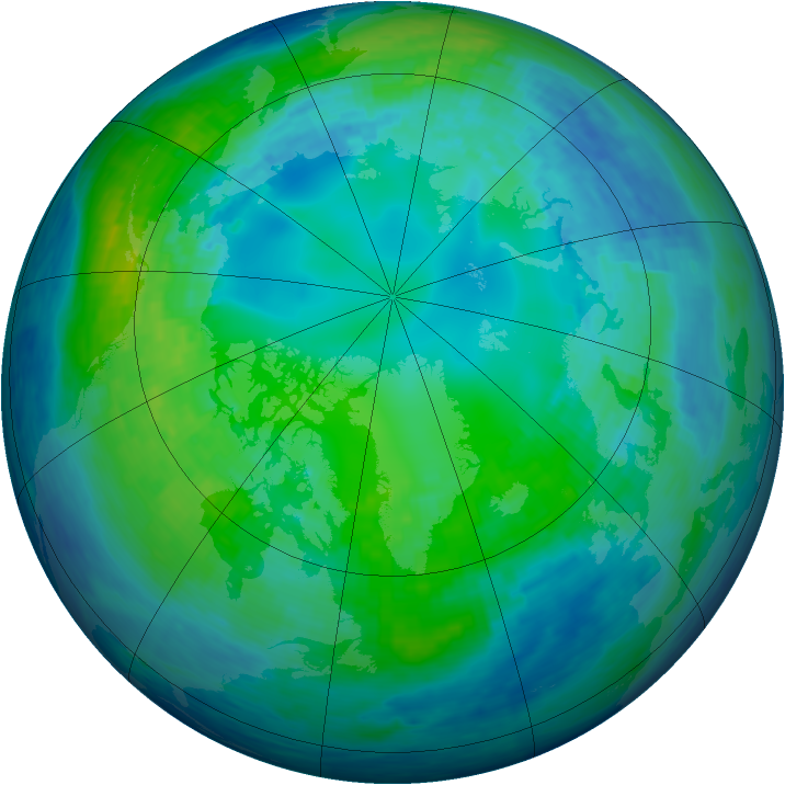 Arctic ozone map for 29 October 1994